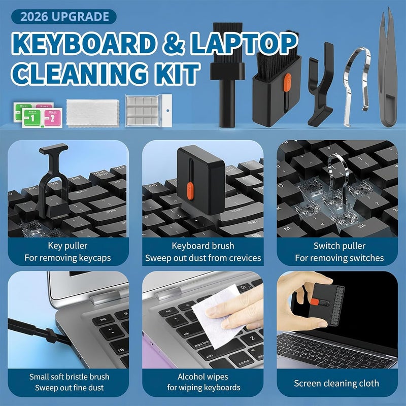 HISSIMO 2026 Upgrade Phone Cleaning Kit 47PCS, iPhone Cleaning Kit, Airbud AirPods Cleaning Kit, Keyboard Cleaning Kit, Charging Port Cleaner for Apple Lightning/Android USB-C (Black) - Image 4